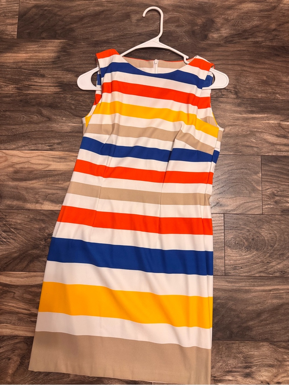 Kim Rogers Sleeveless Striped Dress - Blue, Orange, Yellow, Beige, White